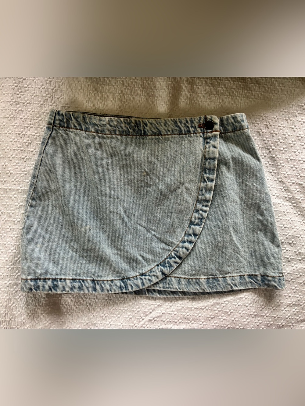 Cotton On Light Blue Denim Wrap Mini Skirt